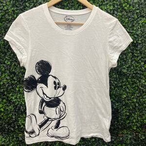 Disney White t-shirt, Sketched Mickey Mouse, Youth Girls XL (15/17)